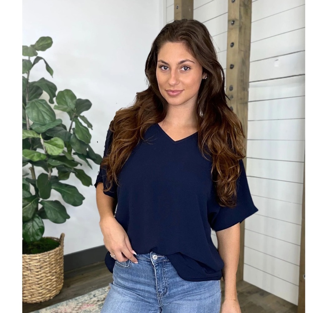 Tiffany Lane Deann blouse, navy, XL